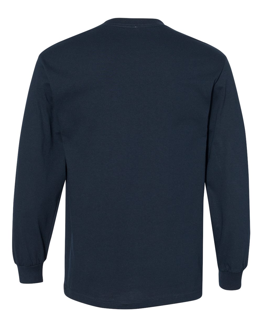 Front View of True Navy Heavyweight Cotton Long Sleeve Tee - 1304