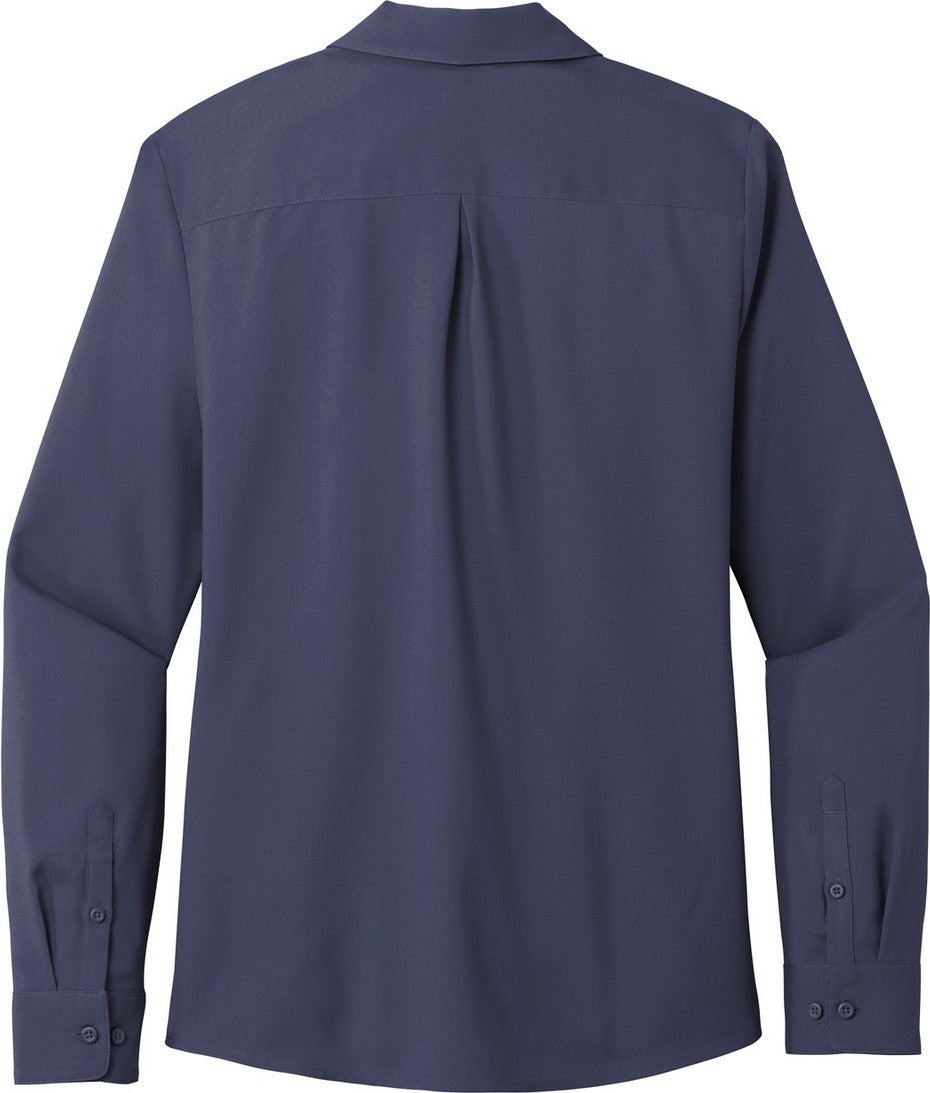 Front View of True Navy Port Authority Women's Long Sleeve Performance Staff Shirt LW401