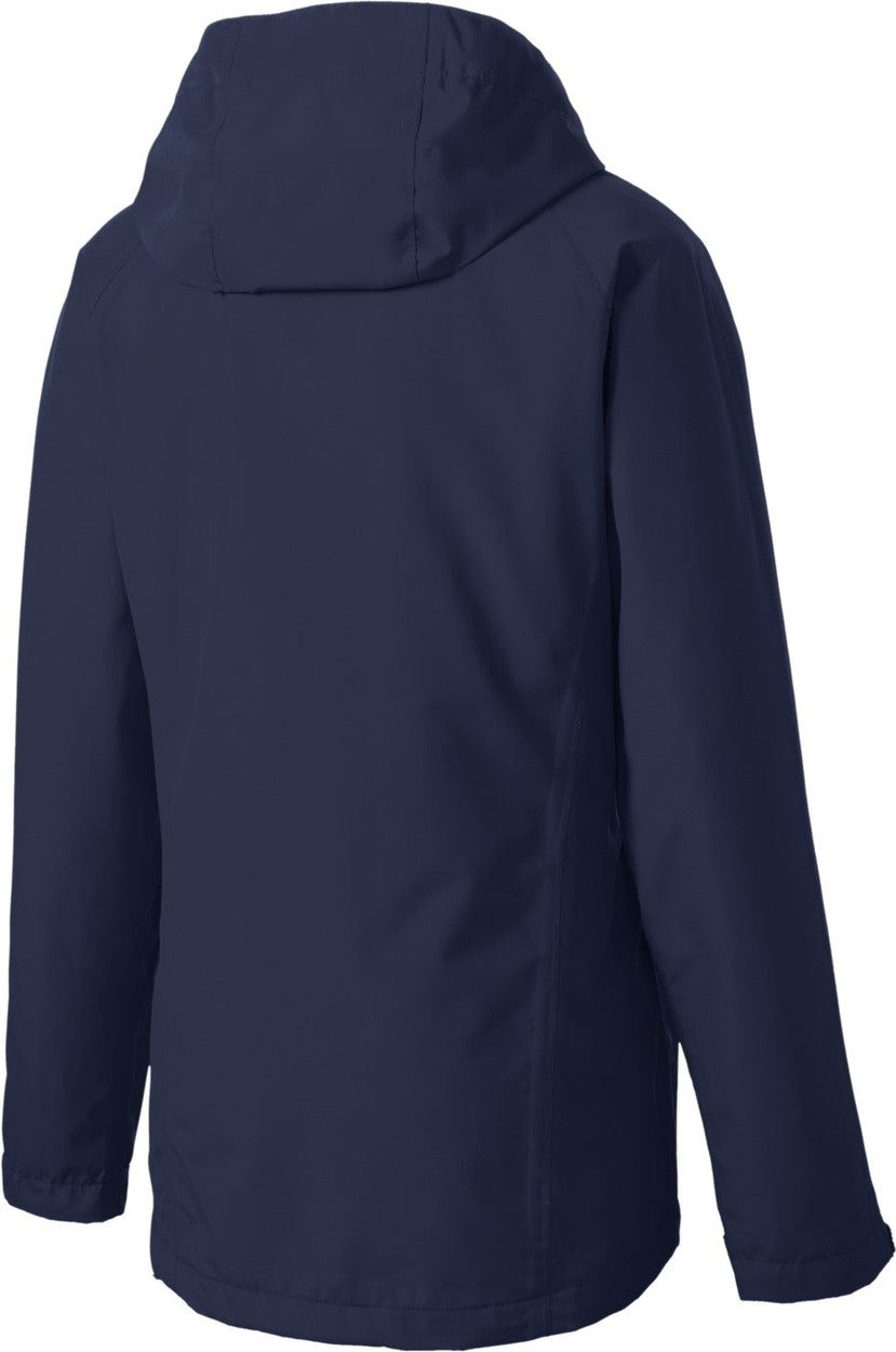 Front View of True Navy Port Authority Women's Torrent Waterproof Jacket. L333