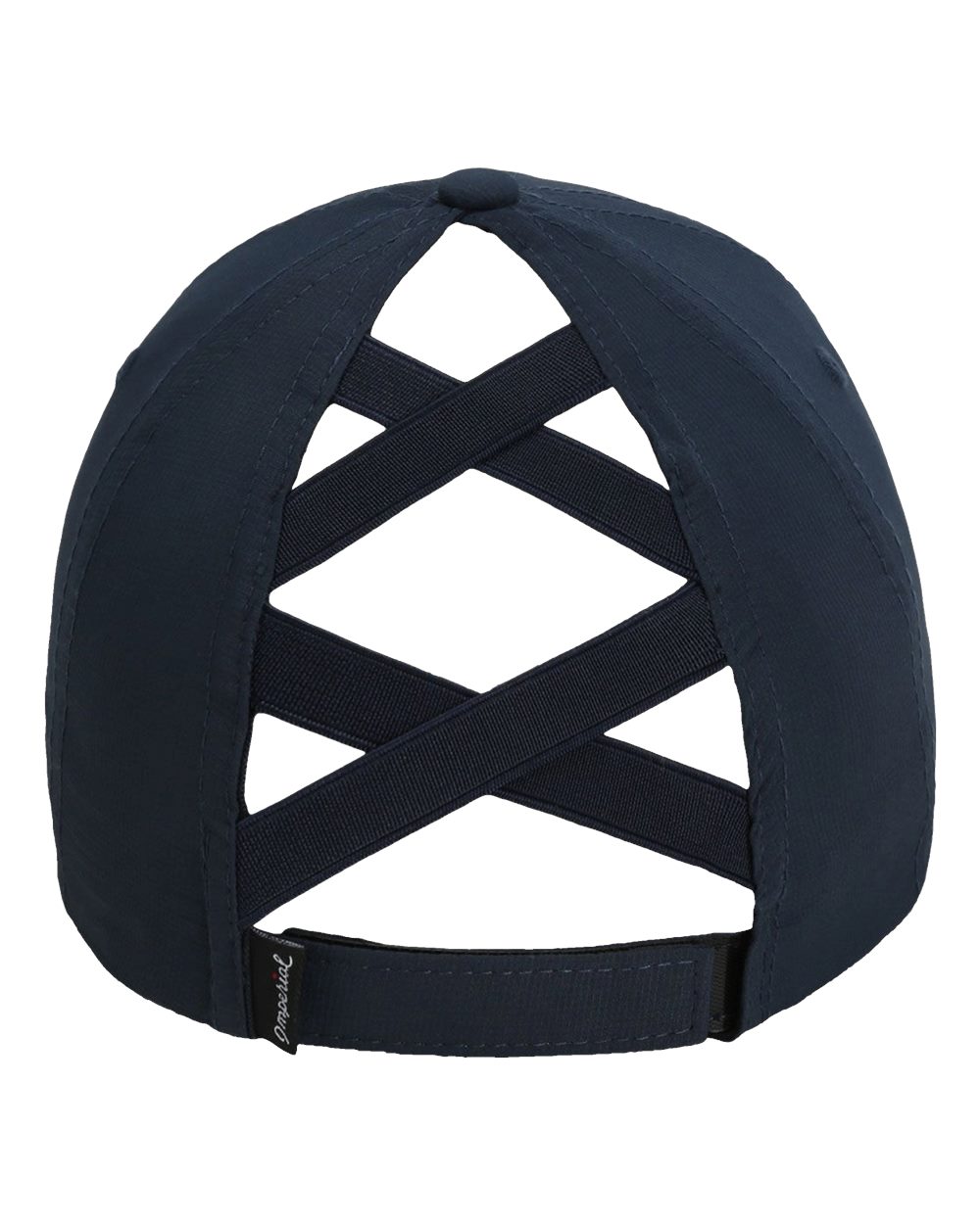 Front View of True Navy The Hinsen Women's Performance Ponytail Cap - L338