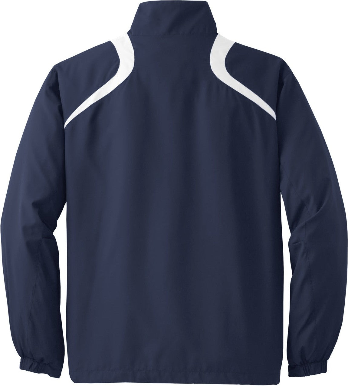 Front View of True Navy/Wht Sport-Tek 1/2-Zip Wind Shirt. JST75