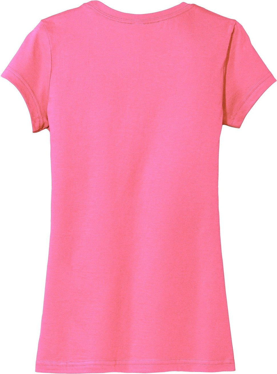 Front View of True Pink District Women's Fitted Very Important Tee . DT6001