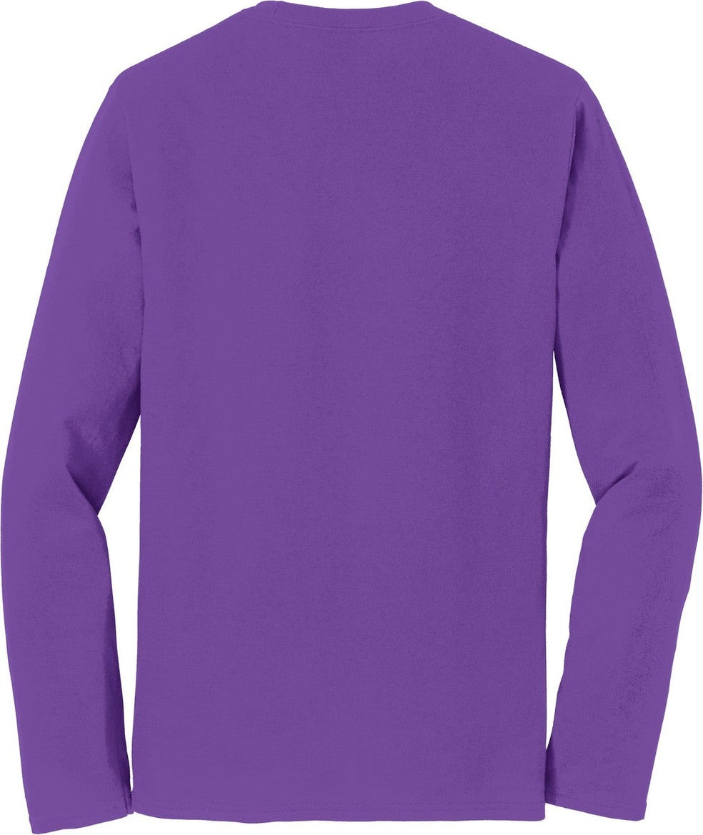 Front View of True Purple Port & Co Long Sleeve Fan Favorite Tee. PC450LS