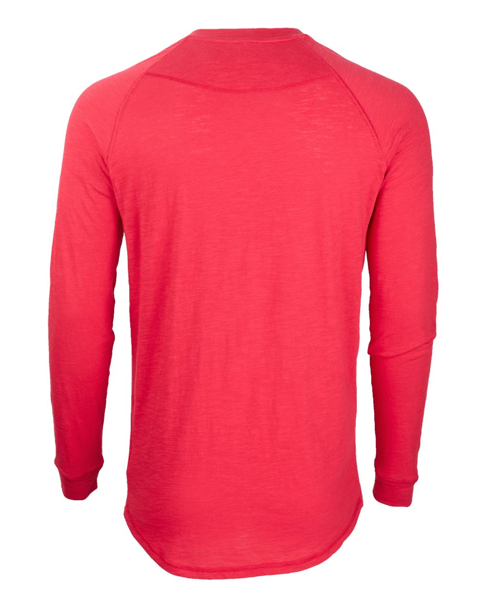 Front View of True Red Henley Long Sleeve T-Shirt - BM3101