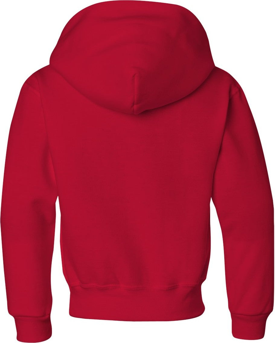Rear View of True Red NuBlend® Youth Hooded Sweatshirt - 996YR