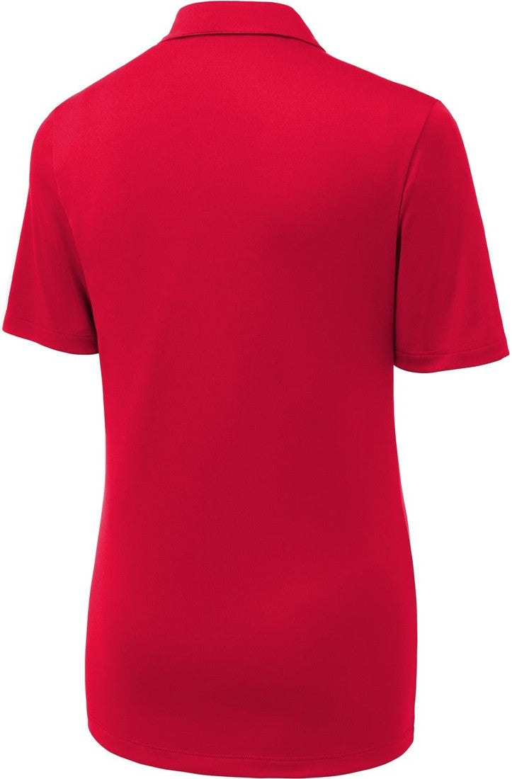 Front View of True Red Sport-Tek Women's Posi-UV Pro Polo. LST520