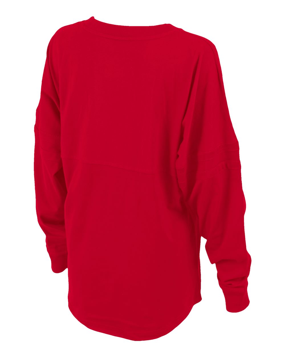 Front View of True Red Women's Pom Pom Long Sleeve Jersey T-Shirt - BW3514