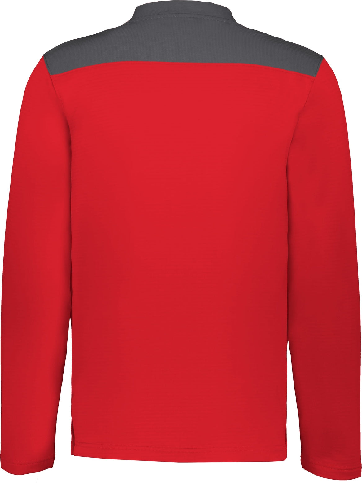 Rear View of TRUE RED/STEALTH SIDELINE GRID 1/4 ZIP PULLOVER