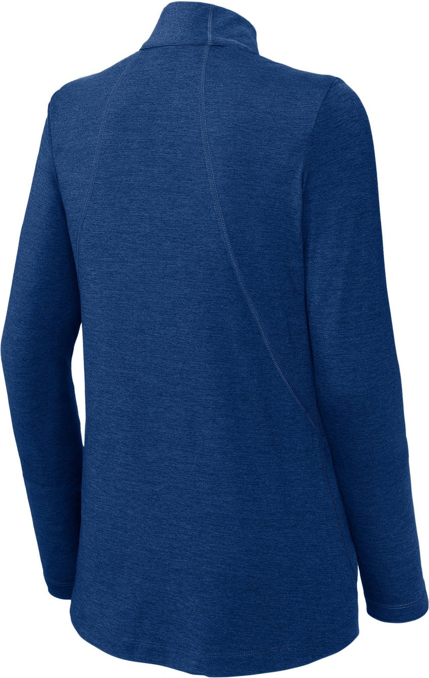 Front View of True Royal Hth Sport-Tek Women's Exchange 1.5 Long Sleeve 1/2-Zip LST711