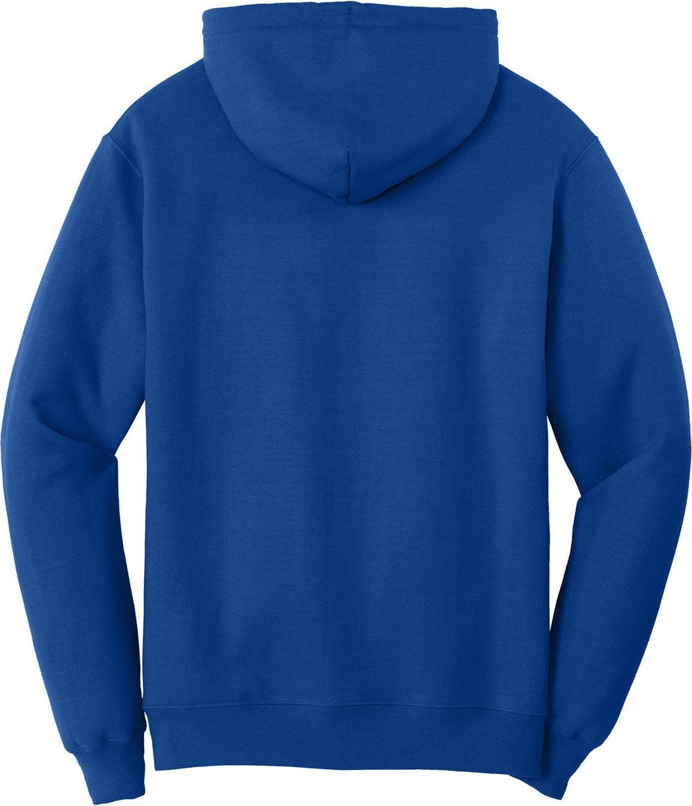 Front View of True Royal Port & Co Core Fleece Pullover Hooded Sweatshirt. PC78H