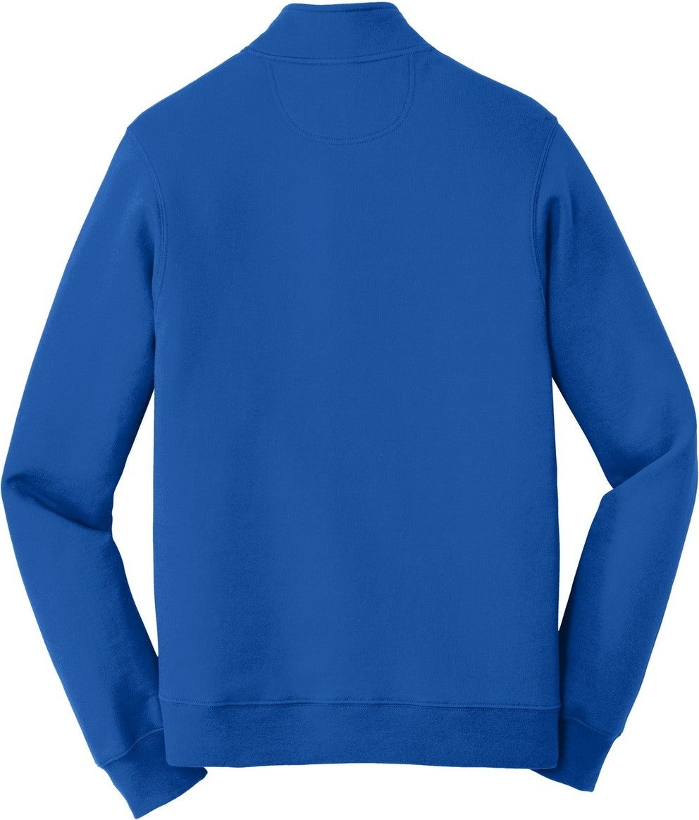 Front View of True Royal Port & Co Fan Favorite Fleece 1/4-Zip Pullover Sweatshirt. PC850Q
