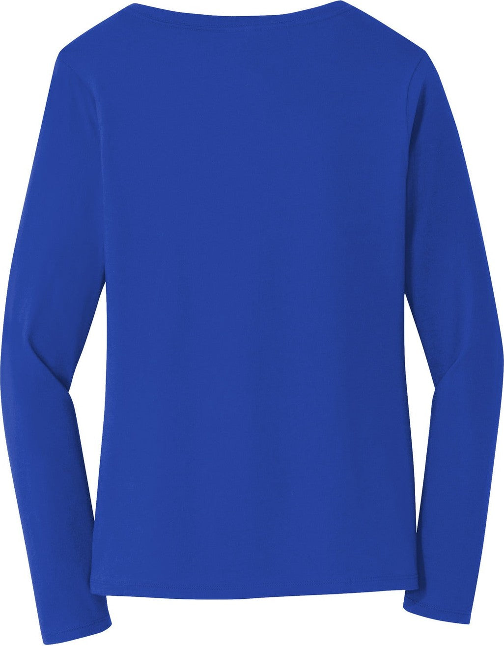 Front View of True Royal Port & Co Women's Long Sleeve Fan Favorite V-Neck Tee. LPC450VLS