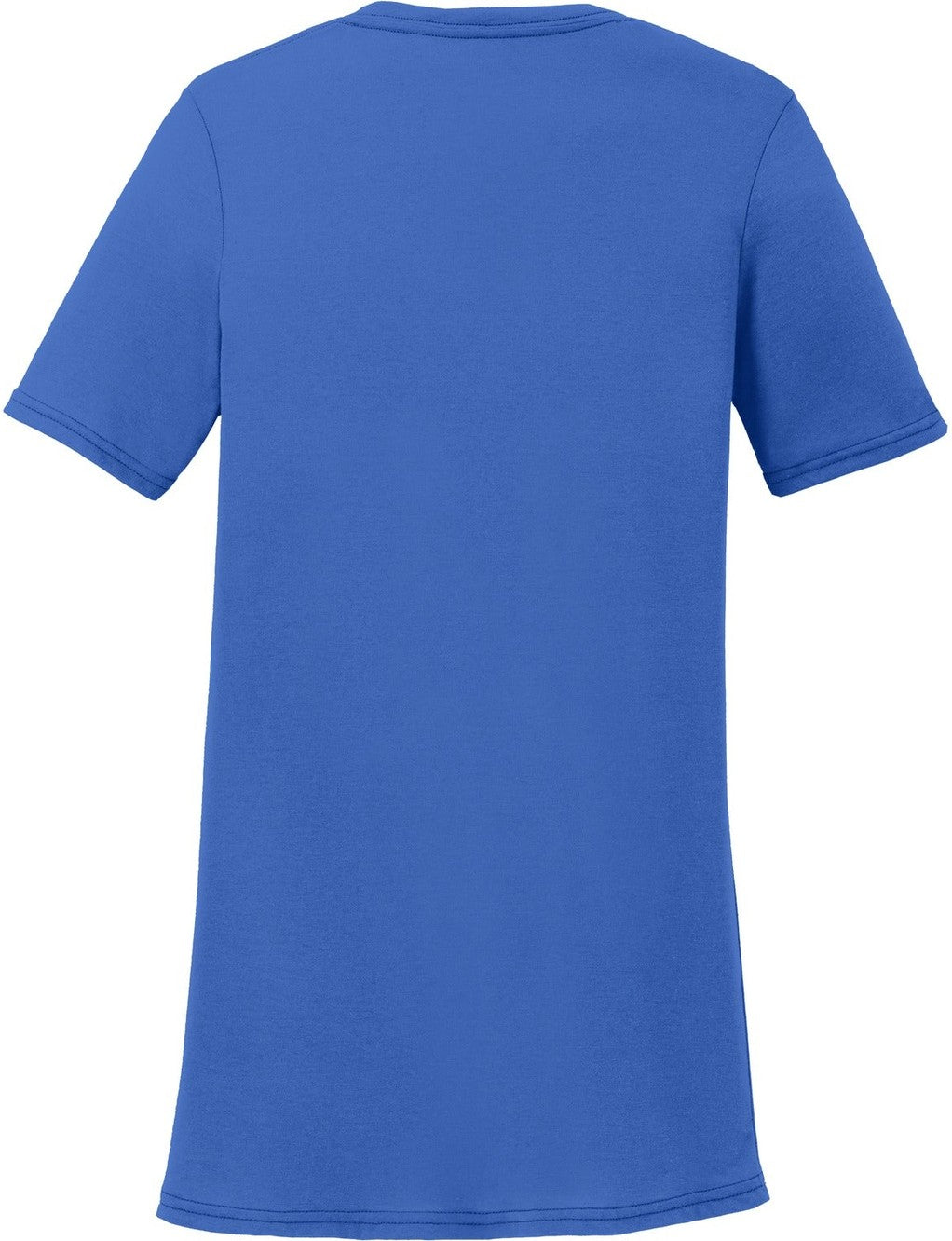 Front View of True Royal Port & Co Women's Performance Blend V-Neck Tee. LPC381V