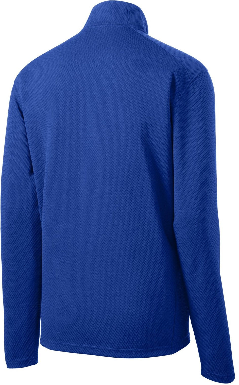 Front View of True Royal Sport-Tek Sport-Wick Textured 1/4-Zip Pullover. ST860