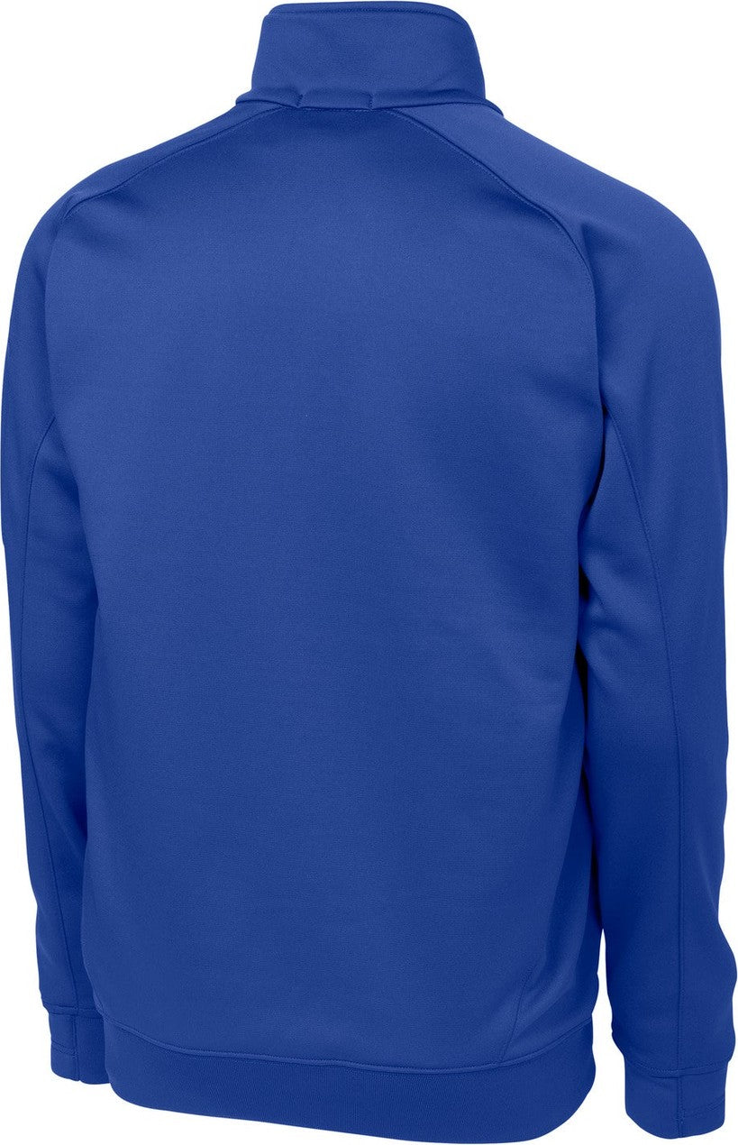 Rear View of True Royal Sport-Tek Tech Fleece 1/4-Zip Pullover. F247