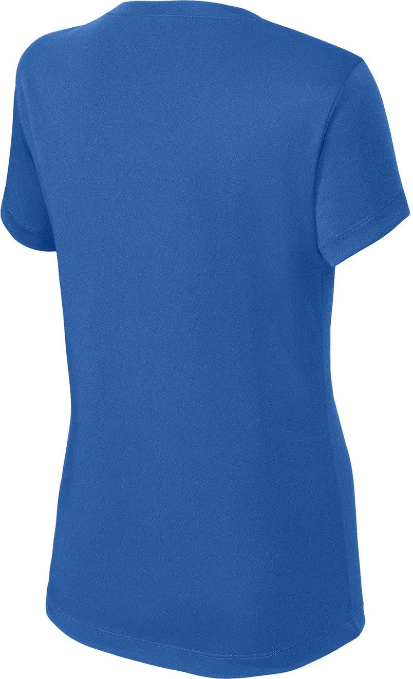 Front View of True Royal Sport-Tek Women's PosiCharge Competitor V-Neck Tee. LST353