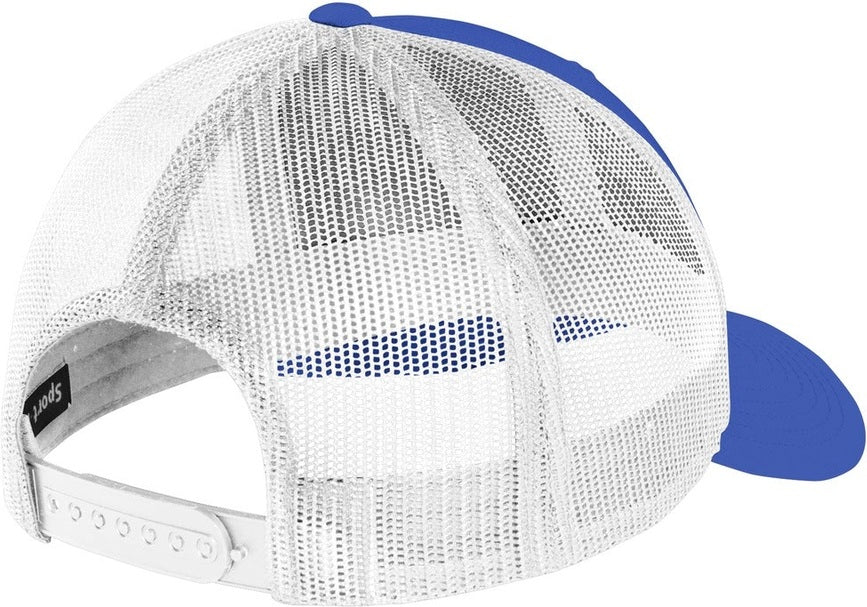 Rear View of True Royal/Wht Sport-Tek YP Classics Retro Trucker Cap. STC39