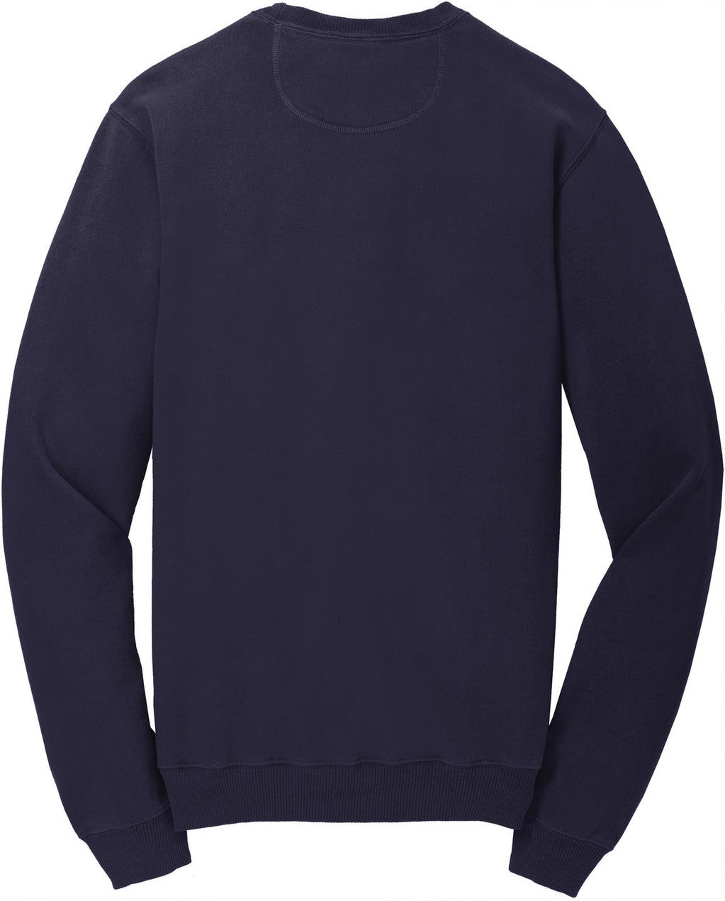 Front View of TrueNavy Port & Co Beach Wash Garment-Dyed Crewneck Sweatshirt PC098