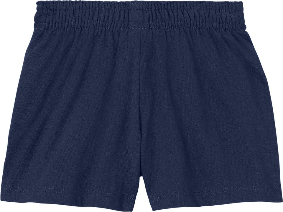 Rear View of TrueNavy Sport-Tek Girls Jersey Knit Squad Short YGST311