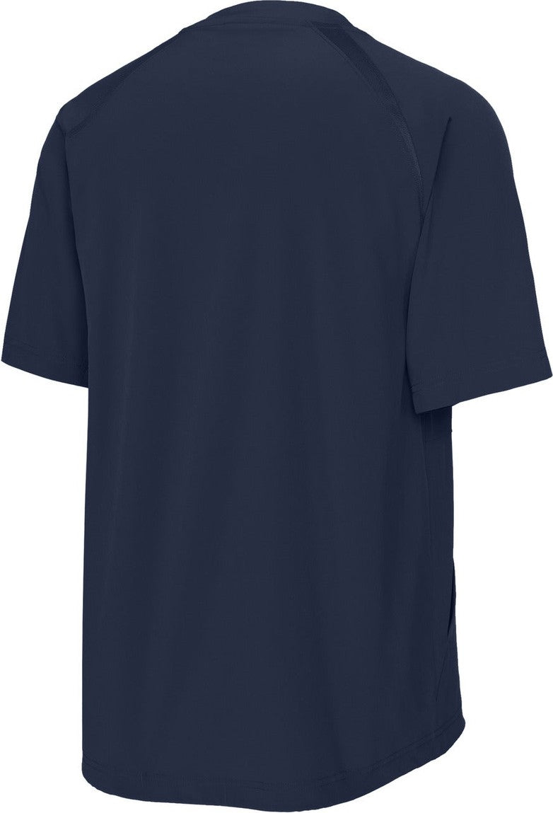 Front View of TrueNavy Sport-Tek Repeat 1/2-Zip Short Sleeve Jacket JST489