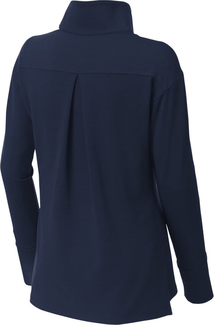 Rear View of TrueNavy Sport-Tek Women's Sport-Wick Flex Fleece 1/4-Zip. LST561