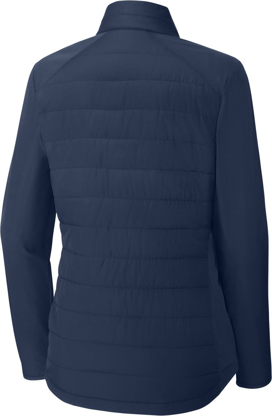 Rear View of TrueNavy Sport-Tek Women's Teknical Hybrid Jacket LST940