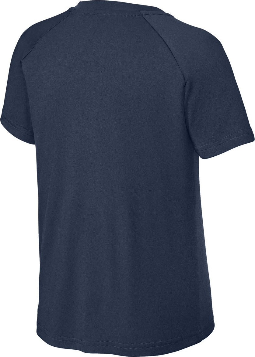 Front View of TrueNavy Sport-Tek Youth PosiCharge Competitor 2-Button Henley YST359