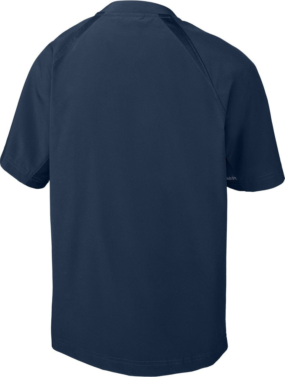 Rear View of TrueNavy Sport-Tek Youth Repeat 1/2-Zip Short Sleeve Jacket YJST489