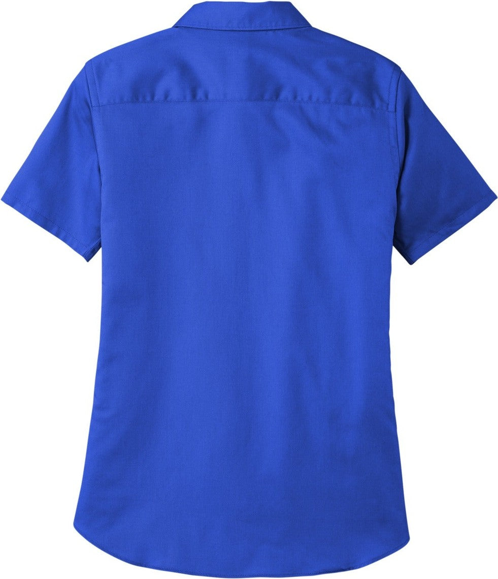 Front View of TrueRoyal Port Authority Women's Short Sleeve SuperPro React Twill Shirt. LW809