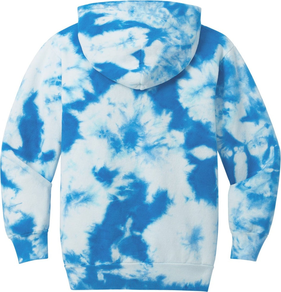 Front View of TrueRoyal Port & Co Youth Crystal Tie-Dye Pullover Hoodie PC144Y