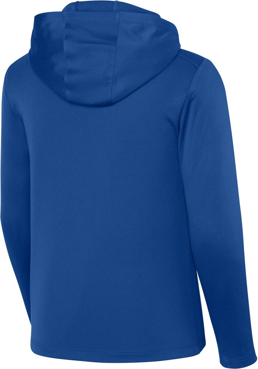 Front View of TrueRoyal Sport-Tek Youth Posi-UV Pro Long Sleeve Hoodie YST420LSH
