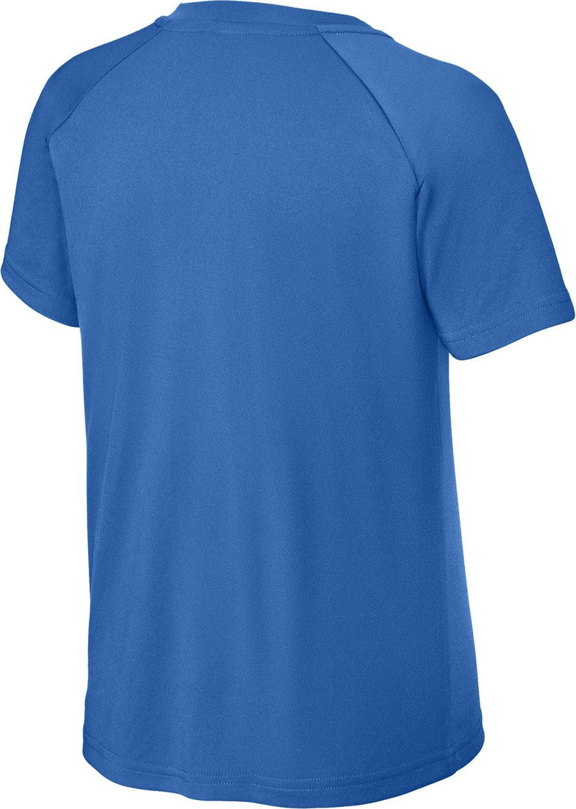 Front View of TrueRoyal Sport-Tek Youth PosiCharge Competitor 2-Button Henley YST359