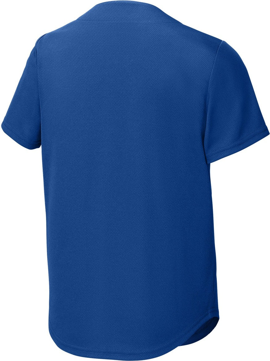 Front View of TrueRoyal Sport-Tek Youth PosiCharge Tough Mesh Full-Button Jersey YST220