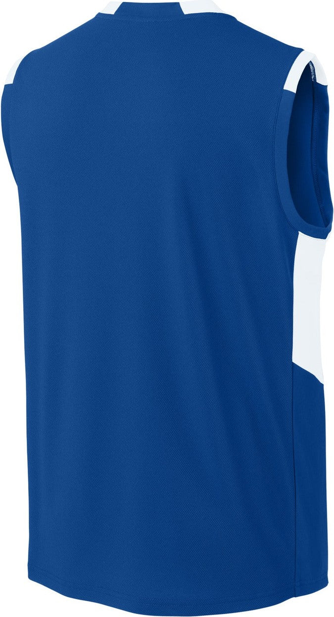 Front View of TRy/White Sport-Tek Club Sleeveless V-Neck ST441