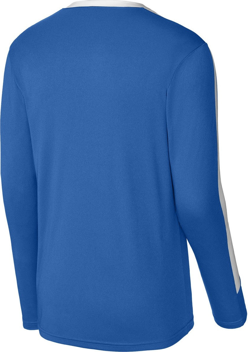 Front View of TRy/White Sport-Tek Competitor United Long Sleeve Crew ST100LS