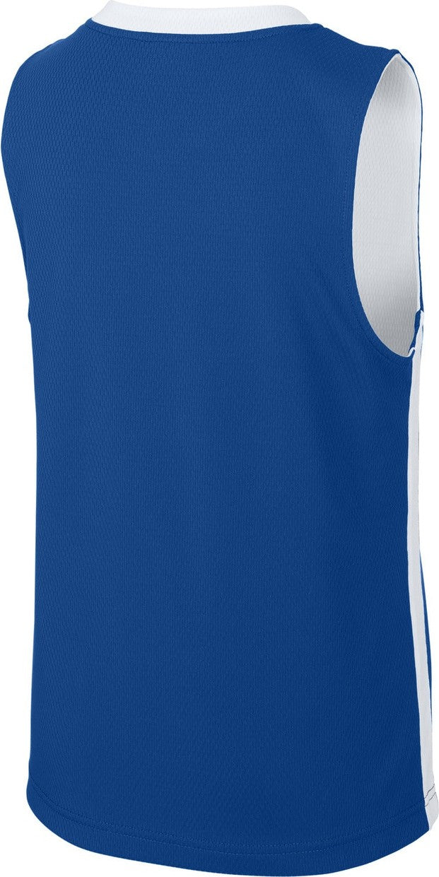 Front View of TRy/White Sport-Tek Youth Rival Basketball Rev Jersey YST900