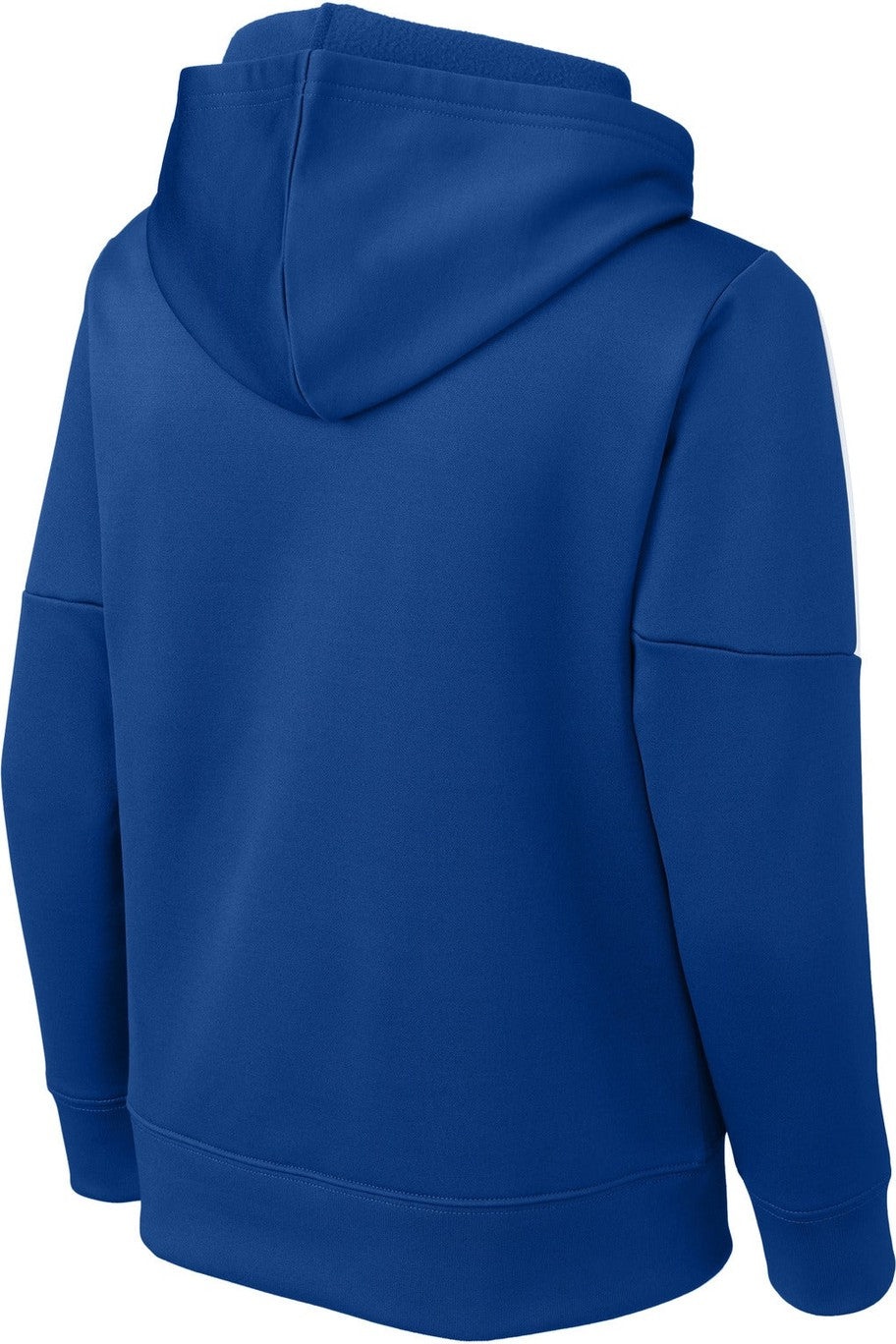 Rear View of TRy/White Sport-Tek Youth Sport-Wick Fleece United Pullover Hoodie YST255