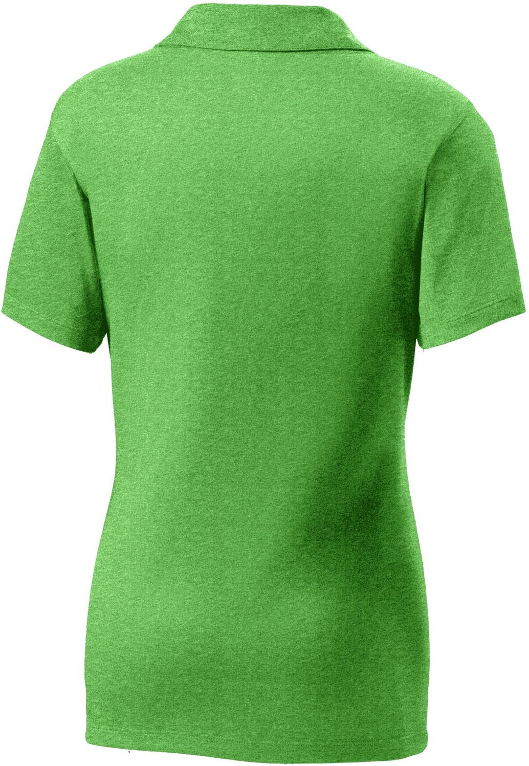 Front View of Turf Grn Hthr Sport-Tek Women's Heather Contender Polo. LST660