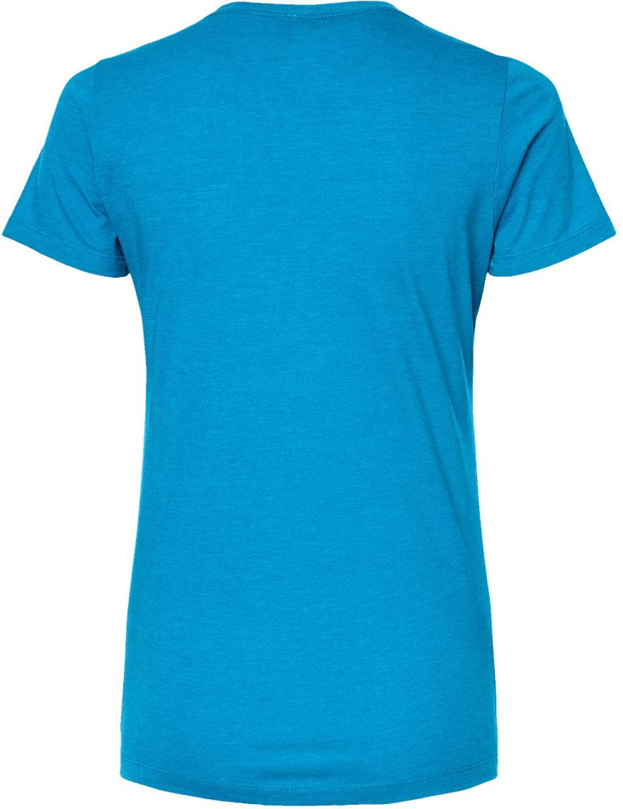 Front View of Turquoise Heather Women's Premium Cotton Blend T-Shirt - 542