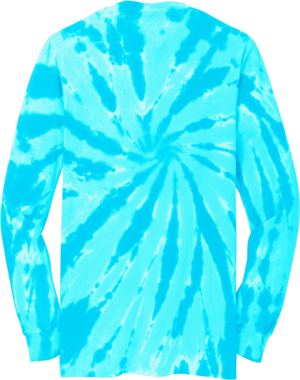Front View of Turquoise Port & Co Tie-Dye Long Sleeve Tee. PC147LS