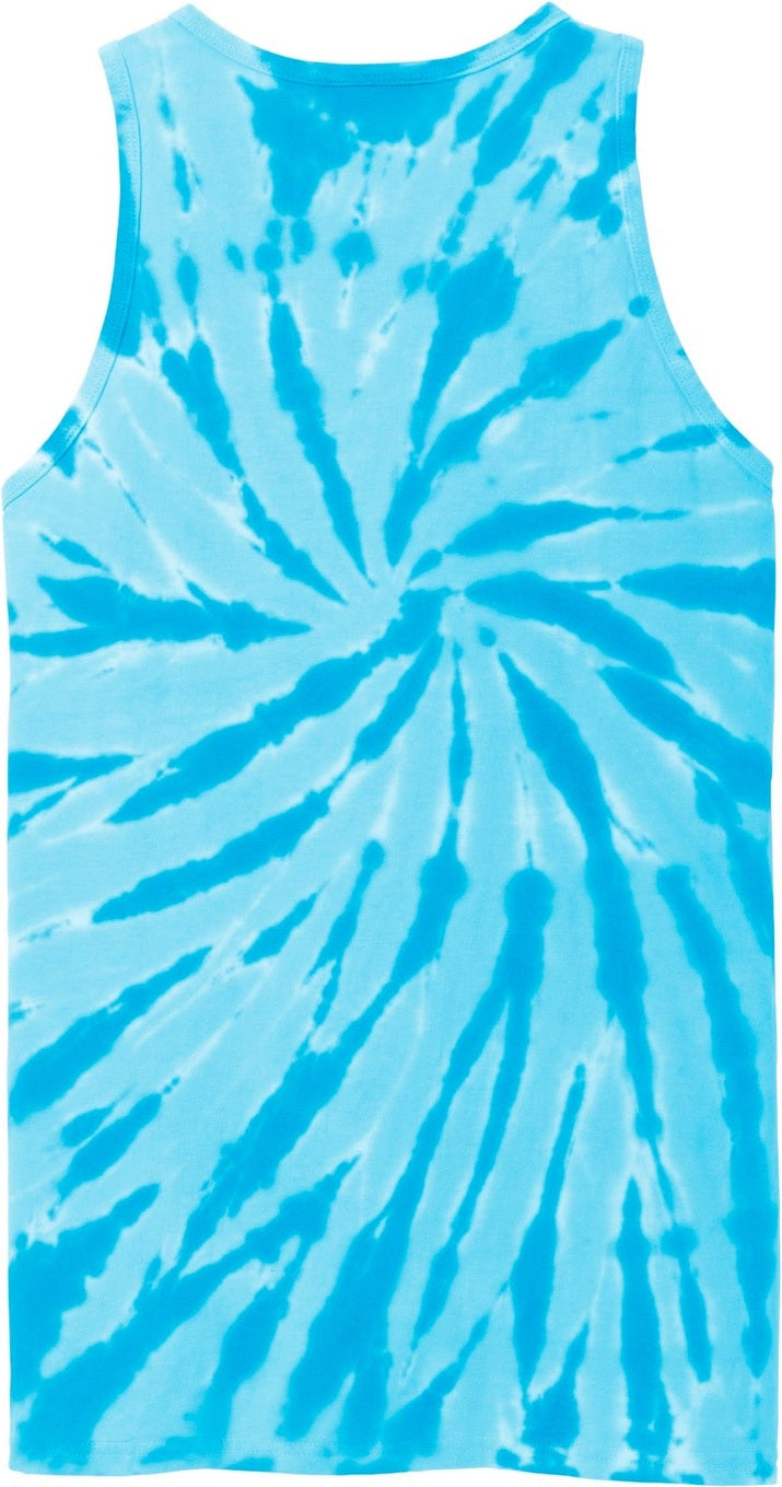 Rear View of Turquoise Port & Co Tie-Dye Tank Top. PC147TT