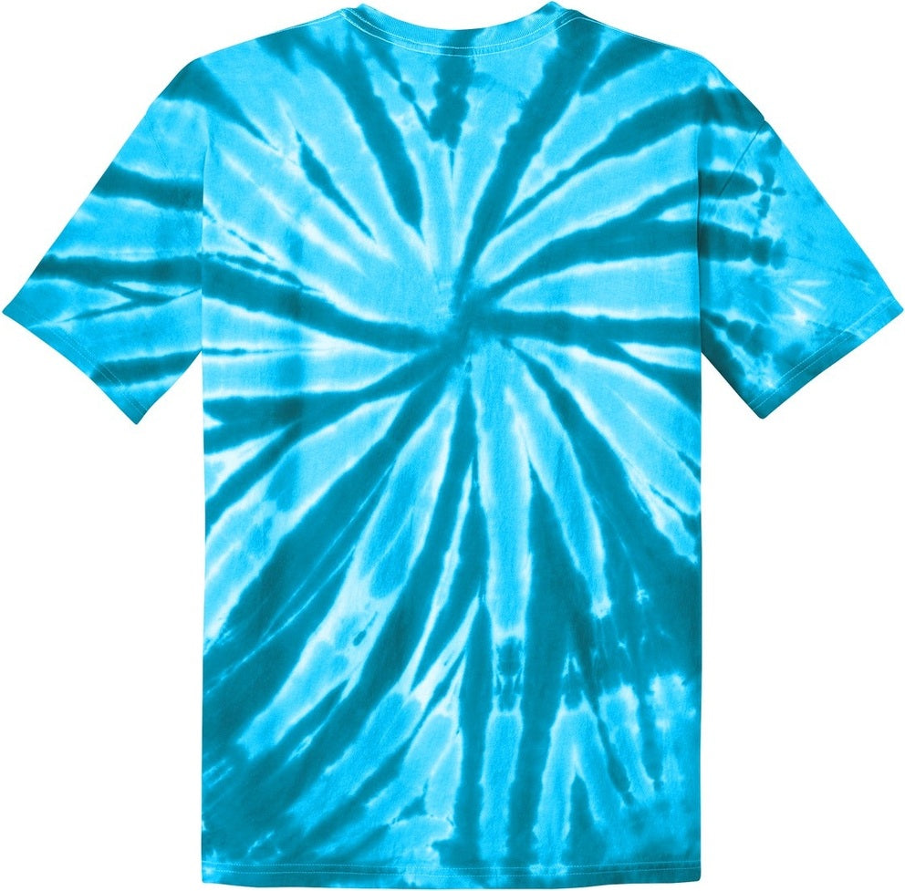 Rear View of Turquoise Port & Co Tie-Dye Tee. PC147