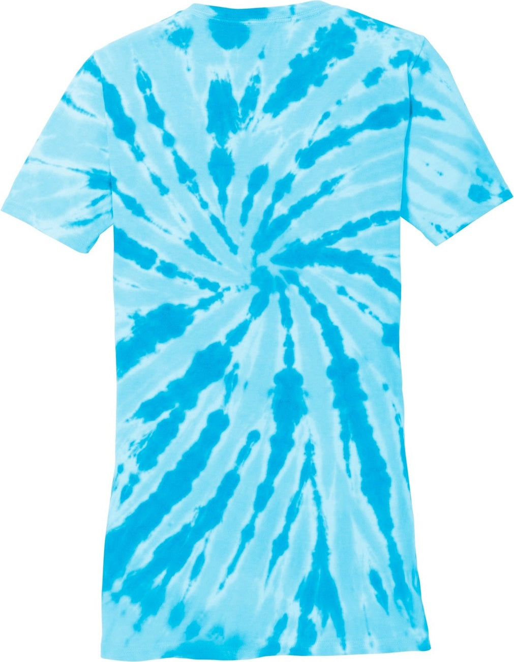 Front View of Turquoise Port & Co Women's Tie-Dye V-Neck Tee. LPC147V