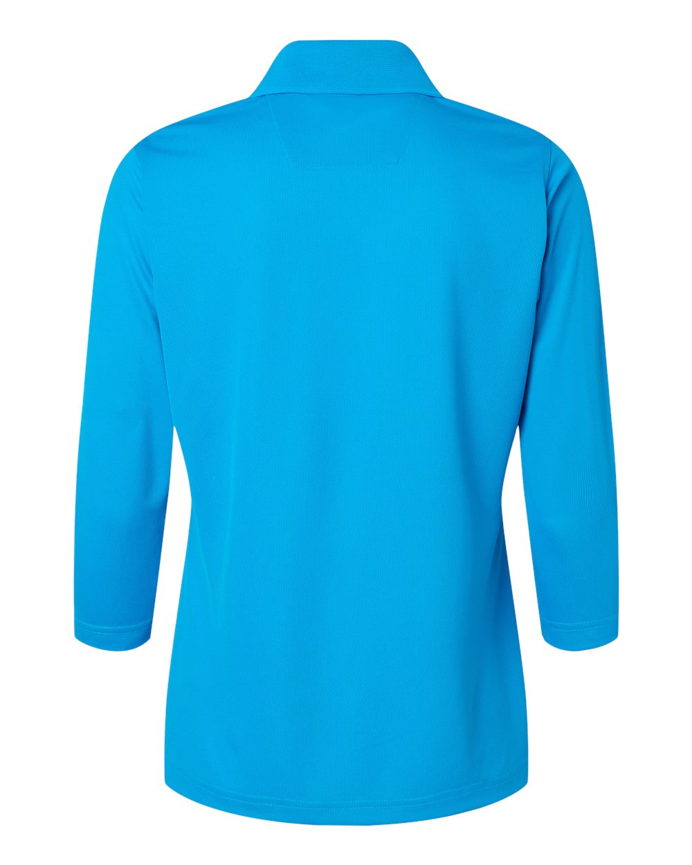 Front View of Turquoise Women's Lady Palm Three-Quarter Sleeve Polo - 120