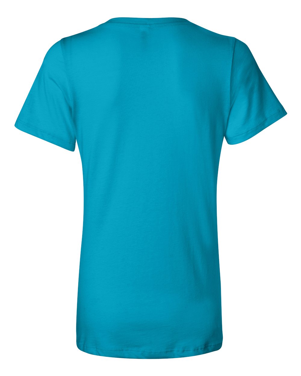 Rear View of Turquoise Women’s Relaxed Jersey V-Neck Tee - 6405