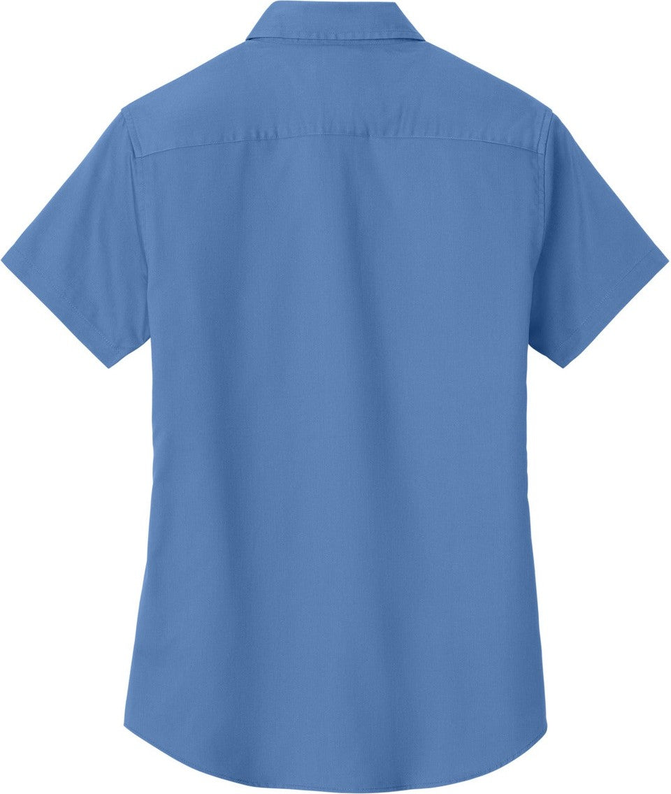 Front View of Ultramarne Blu Port Authority Women's Short Sleeve Easy Care Shirt. L508