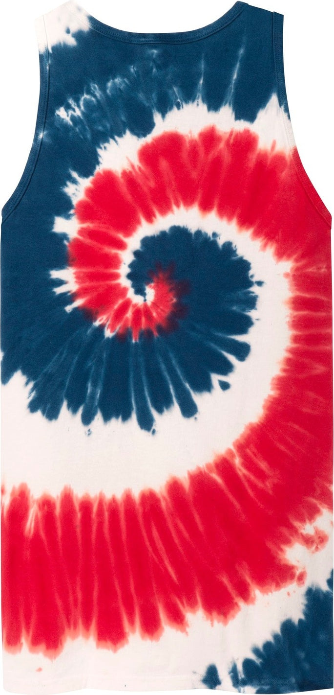 Front View of USA Rainbow Port & Co Tie-Dye Tank Top. PC147TT