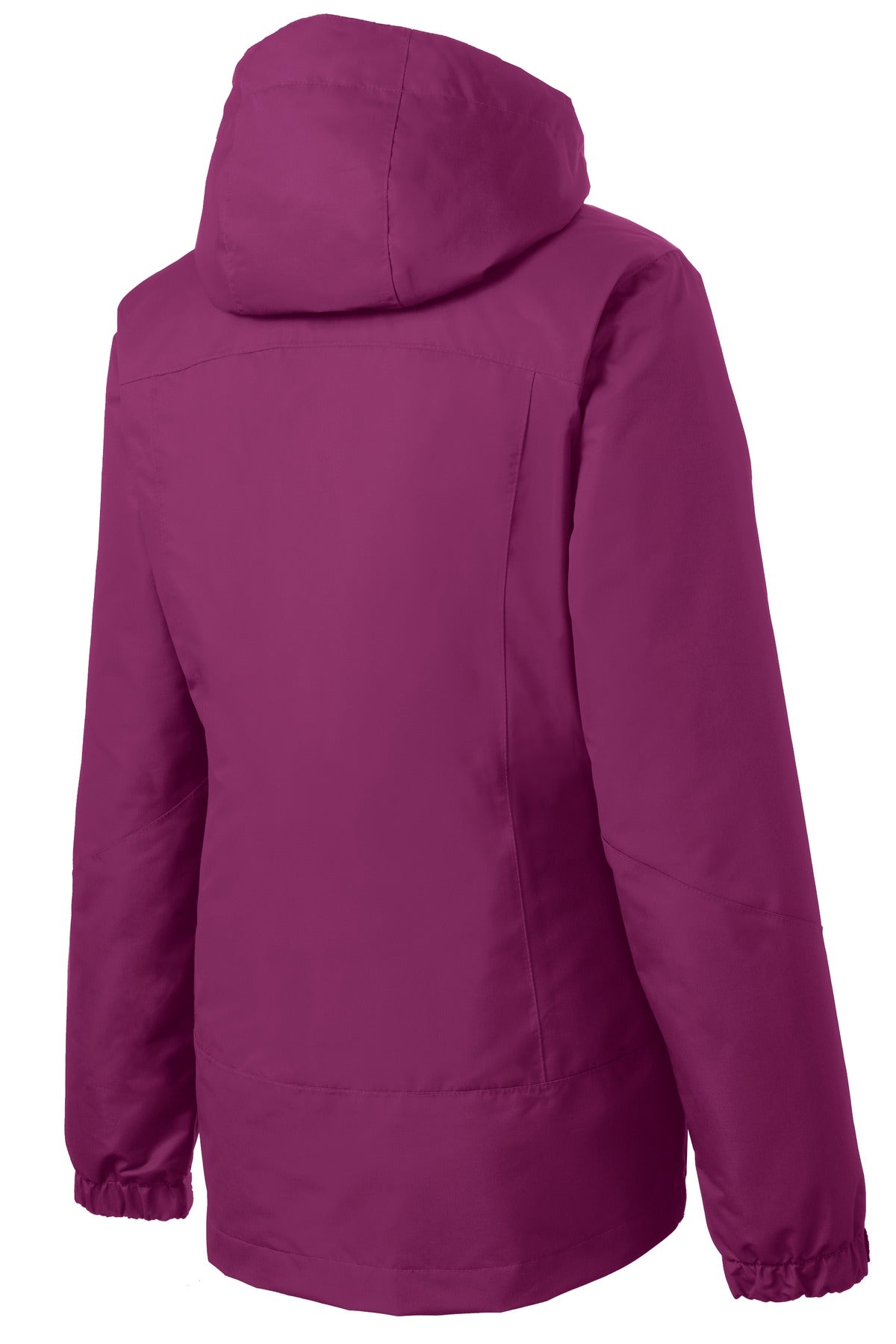 Front View of Very Berry/Blk Port Authority Women's Vortex Waterproof 3-in-1 Jacket. L332