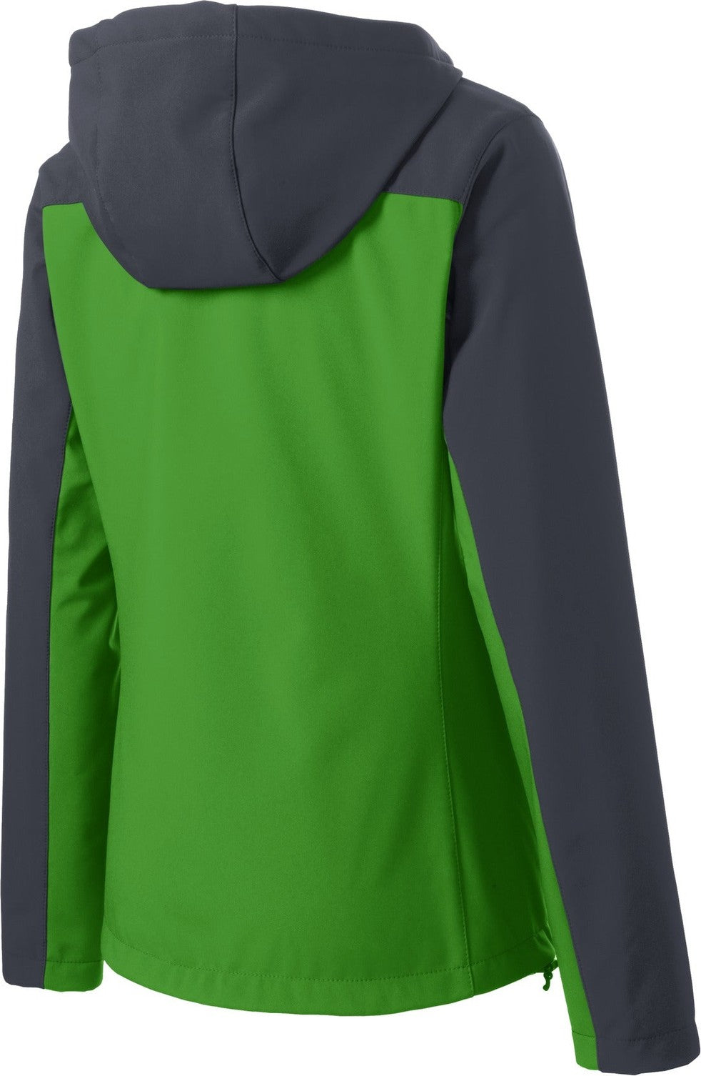 Front View of Vine Gn/Bat Gy Port Authority Women's Hooded Core Soft Shell Jacket. L335