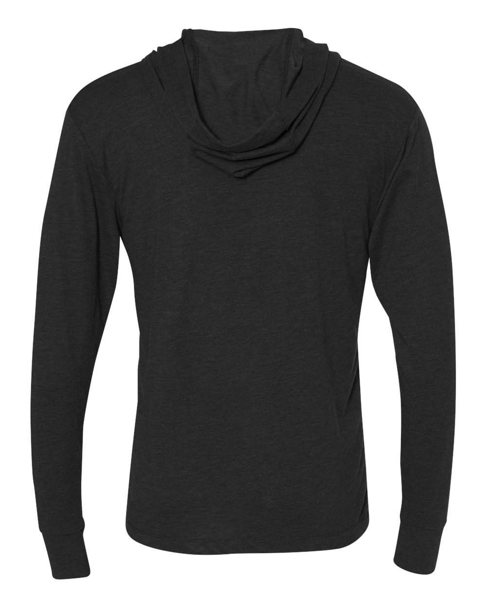 Rear View of Vintage Black Triblend Hooded Long Sleeve Pullover - 6021